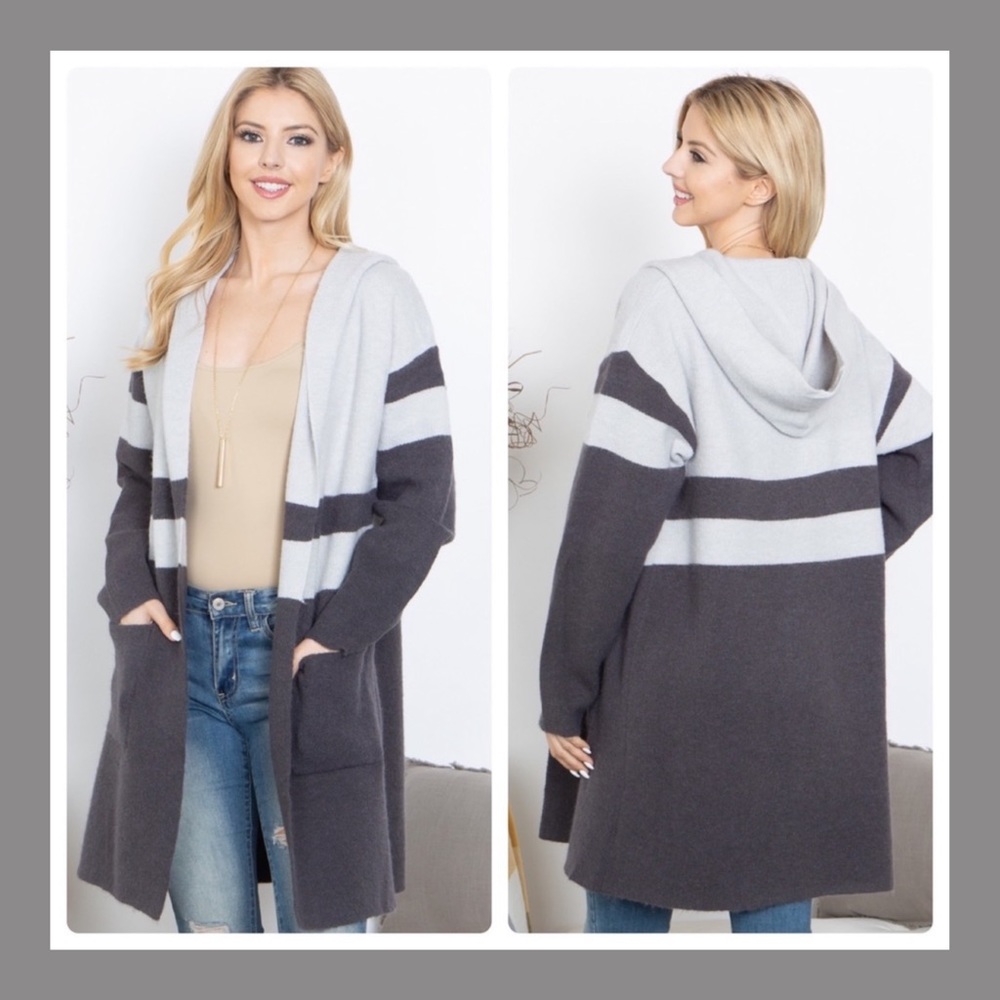 ❗️NEW❗️Charcoal Hooded Cardigan
